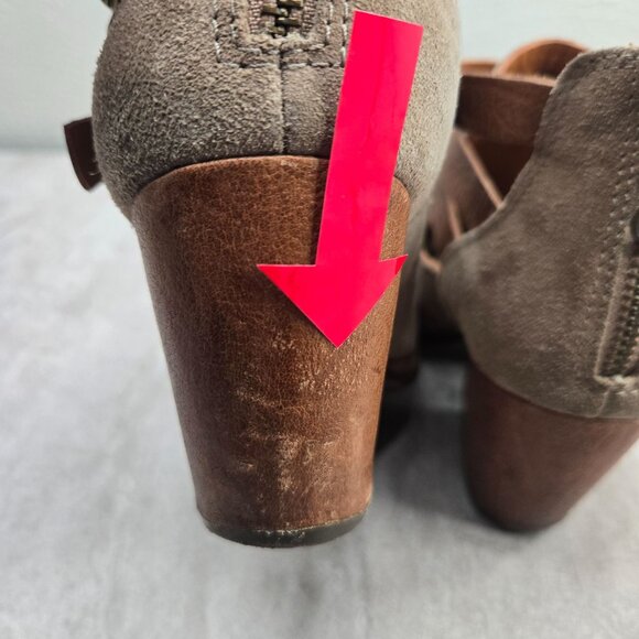 Kork-Ease Western Ankle Booties Size 8 Taupe Suede Block Heel Buckle Boots - Picture 8 of 12